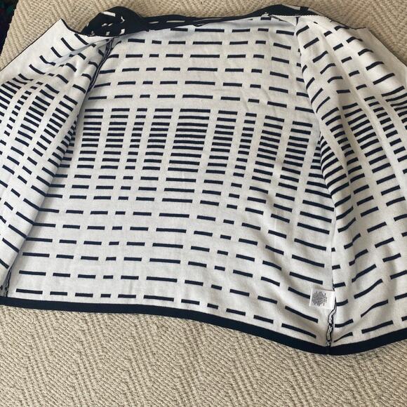 Liz Claiborne Women Size Large Sweater Open Cardigan Black White Classic Office - Picture 7 of 7